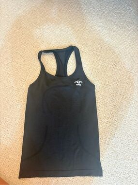 lululemon athletica Black Racerback Tank with Small White Chest Logo